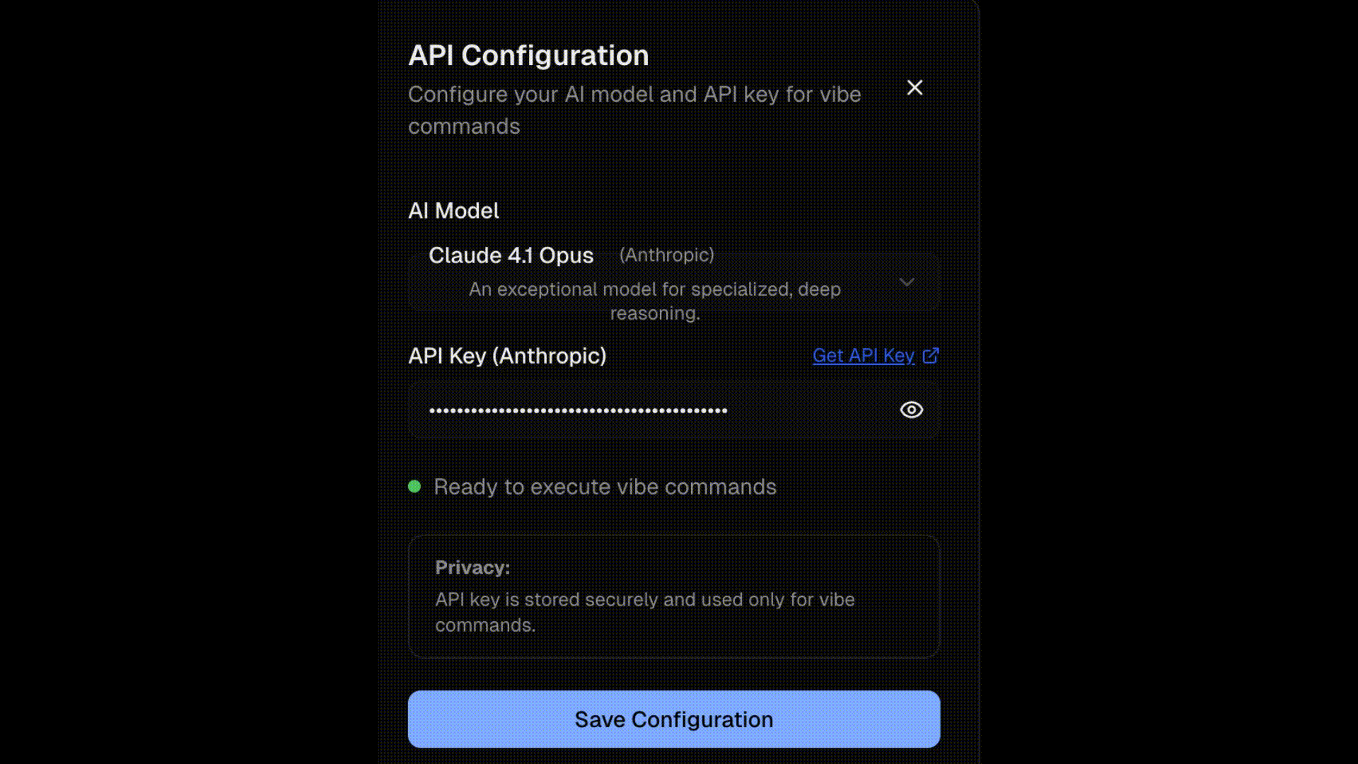 API Configuration Interface