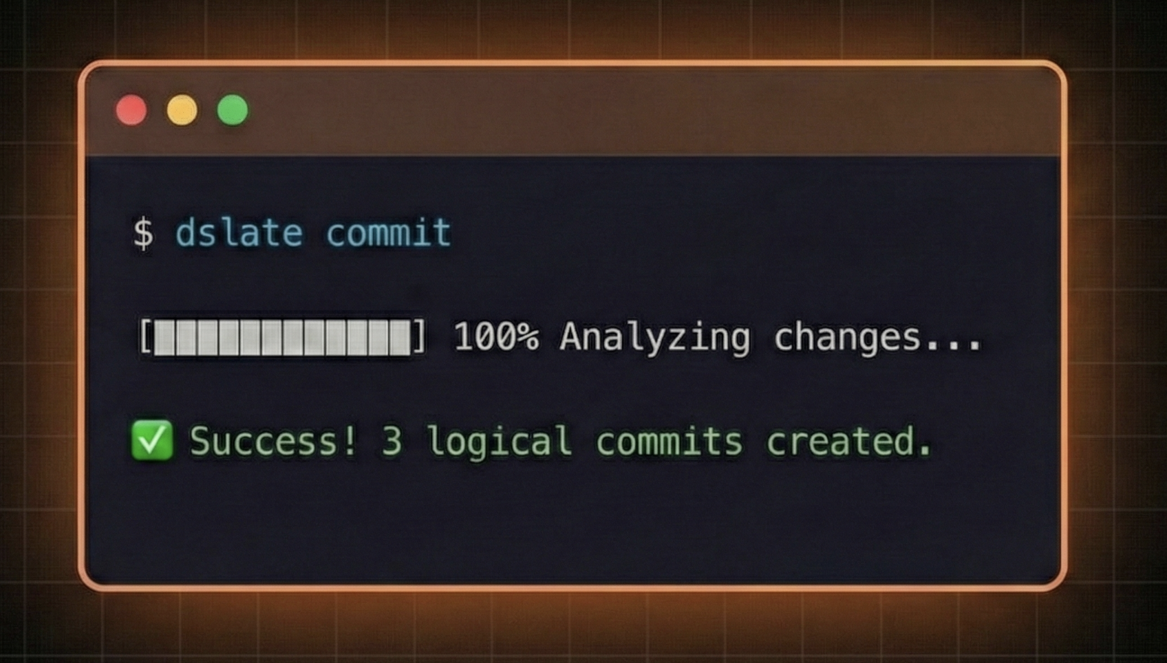 Terminal showing dslate commit success